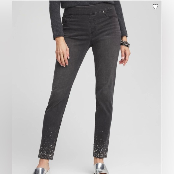 🆕 Listing Chico’s Embellished Pull-On Jeggings Sz 3 (16) NWT - Picture 1 of 6
